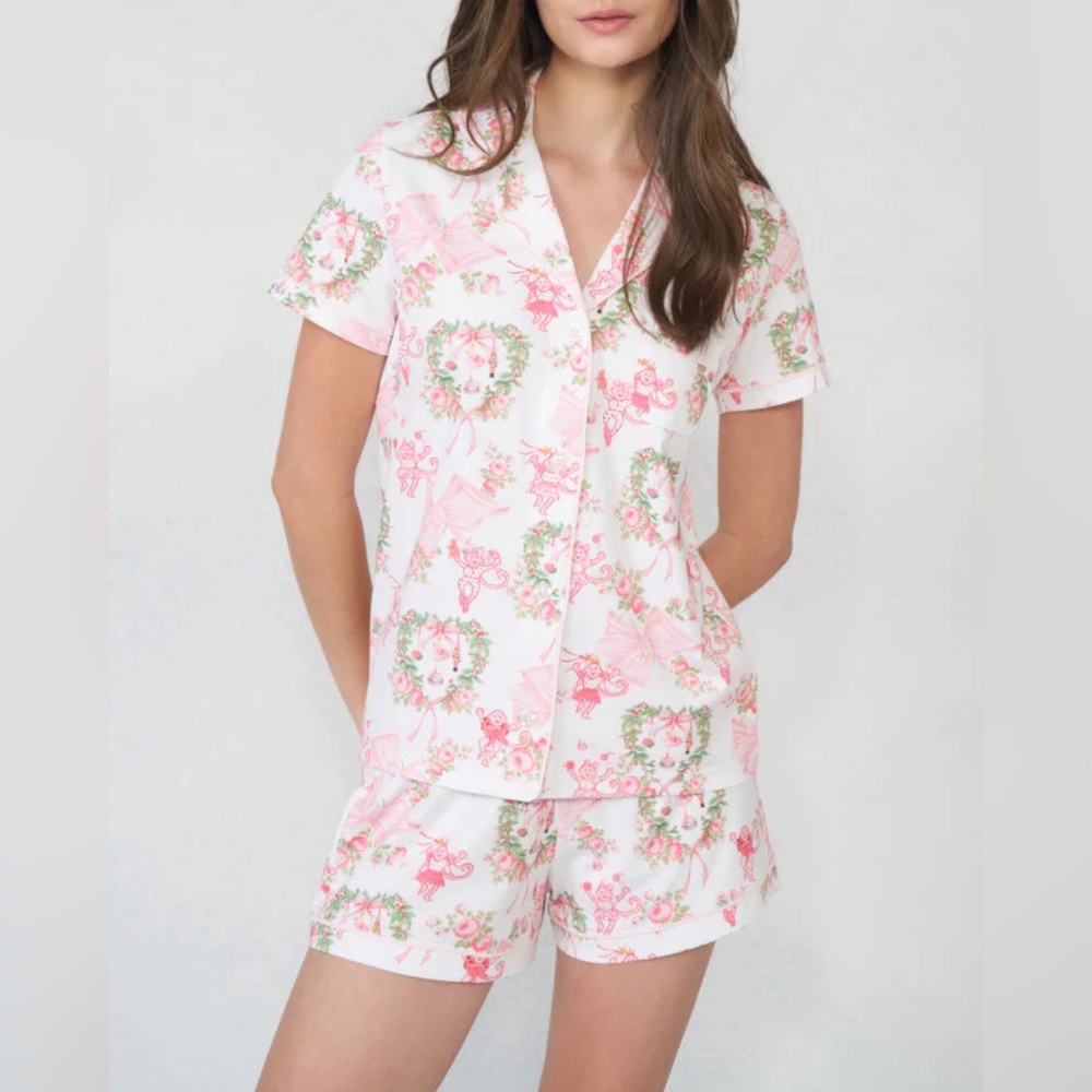 LoveShackFancy x Roller Rabbit | Merry Monkey Beaux Polo Pajamas | Size: Large |